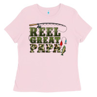 Bubblegum Pink reel great papa Ladies Tee - Artiststas