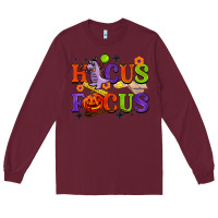 Burgundy hocus focus halloween teacher Long Sleeve Tee - BarkalooDesign