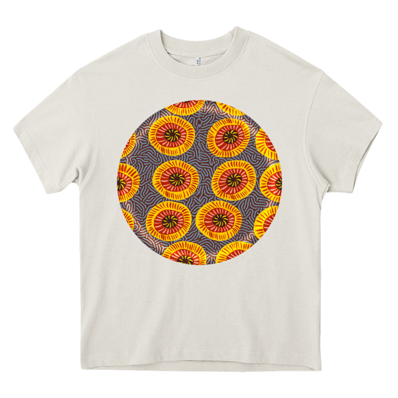African Fabric Pattern Round Earrings 4 Heavy Core Tee by BundleAndBundleShop | Teevron