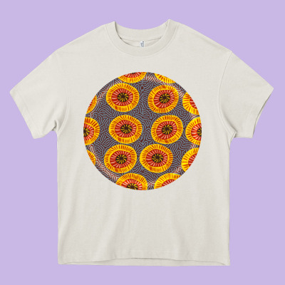 African Fabric Pattern Round Earrings 4 Heavy Core Tee Designed By Bundleandbundleshop
