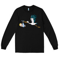 Black stork with baby boy Long Sleeve Tee - BarkalooDesign