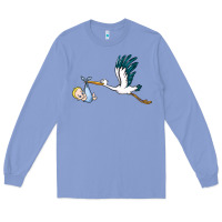 Colony Blue stork with baby boy Long Sleeve Tee - BarkalooDesign