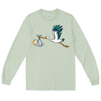 Matcha stork with baby boy Long Sleeve Tee - BarkalooDesign