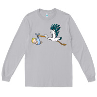 Moon Dust stork with baby boy Long Sleeve Tee - BarkalooDesign
