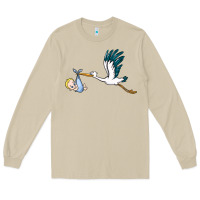 Mushroom stork with baby boy Long Sleeve Tee - BarkalooDesign