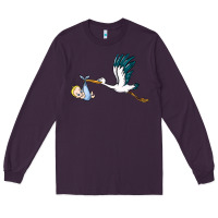 Plum stork with baby boy Long Sleeve Tee - BarkalooDesign