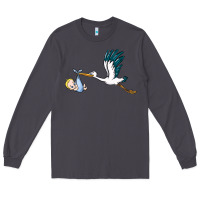Smoke stork with baby boy Long Sleeve Tee - BarkalooDesign
