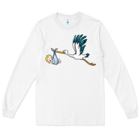 White stork with baby boy Long Sleeve Tee - BarkalooDesign