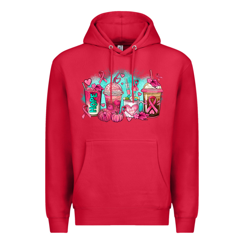 Breast Cancer  Coffee Cups Premium Hoodie by AdoDesignShop | Teevron