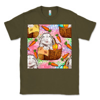Army Green Easter Bunny With Hamper Seamless Pattern Classic Tee - BundleAndBundleShop