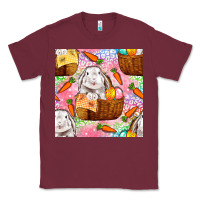 Burgundy Easter Bunny With Hamper Seamless Pattern Classic Tee - BundleAndBundleShop