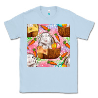 Dusty Blue Easter Bunny With Hamper Seamless Pattern Classic Tee - BundleAndBundleShop