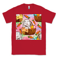 Red Easter Bunny With Hamper Seamless Pattern Classic Tee - BundleAndBundleShop