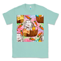 Seafoam Easter Bunny With Hamper Seamless Pattern Classic Tee - BundleAndBundleShop