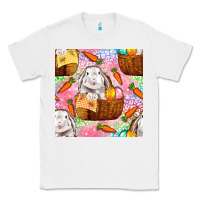 White Easter Bunny With Hamper Seamless Pattern Classic Tee - BundleAndBundleShop