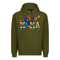 Army Green autism mama Premium Hoodie - AdoDesignShop