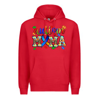 Red autism mama Premium Hoodie - AdoDesignShop