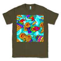 Army Green Pride lgbtq ice cream and sunflowers seamless Classic Tee - BundleAndBundleShop