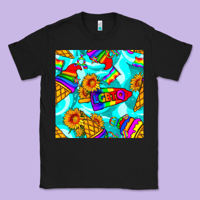 Pride Lgbtq Ice Cream And Sunflowers Seamless Classic Tee Designed By Bundleandbundleshop