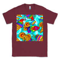 Burgundy Pride lgbtq ice cream and sunflowers seamless Classic Tee - BundleAndBundleShop