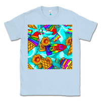 Dusty Blue Pride lgbtq ice cream and sunflowers seamless Classic Tee - BundleAndBundleShop