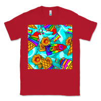 Red Pride lgbtq ice cream and sunflowers seamless Classic Tee - BundleAndBundleShop