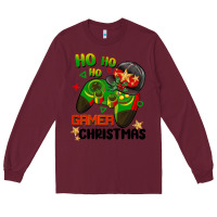 Burgundy ho ho ho gamer Christmas Long Sleeve Tee - BarkalooDesign