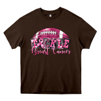 Chocolate Brown Tickle Breast Cancer Football Heavy Core Tee - FaDigitalArtStudio