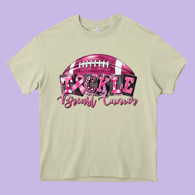 Tickle Breast Cancer Football Heavy Core Tee Designed By Fadigitalartstudio