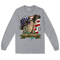 Heather Grey army veteran  pray Long Sleeve Tee - BarkalooDesign
