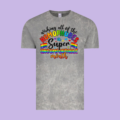 Wishing All Of The Homophobes Uncomfortable Month Vintage Tee Designed By Artiststas