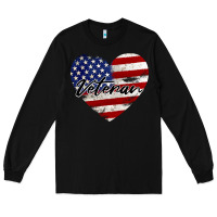 Black veteran heart american flag Long Sleeve Tee - BarkalooDesign
