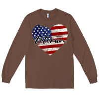 Chestnut veteran heart american flag Long Sleeve Tee - BarkalooDesign