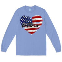 Colony Blue veteran heart american flag Long Sleeve Tee - BarkalooDesign