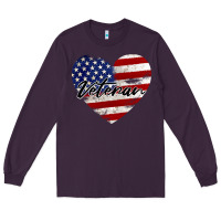 Plum veteran heart american flag Long Sleeve Tee - BarkalooDesign