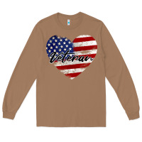 Toasted Coconut veteran heart american flag Long Sleeve Tee - BarkalooDesign