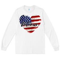 White veteran heart american flag Long Sleeve Tee - BarkalooDesign