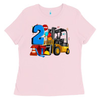 Bubblegum Pink forklift birthday two Ladies Tee - Artiststas