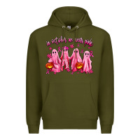 Army Green in october we wear pink ghosts Premium Hoodie - AdoDesignShop
