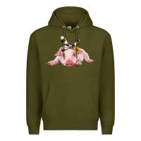 Army Green baby pig with cowhide ribbon Premium Hoodie - RanaPortraitStore