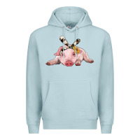 Blue Mist baby pig with cowhide ribbon Premium Hoodie - RanaPortraitStore