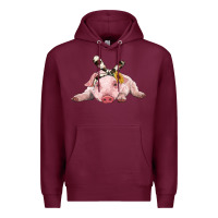 Burgundy baby pig with cowhide ribbon Premium Hoodie - RanaPortraitStore