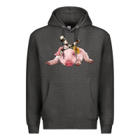 Charcoal Heather baby pig with cowhide ribbon Premium Hoodie - RanaPortraitStore