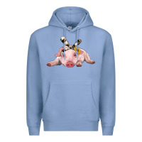 Colony Blue baby pig with cowhide ribbon Premium Hoodie - RanaPortraitStore
