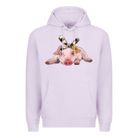 Lilac baby pig with cowhide ribbon Premium Hoodie - RanaPortraitStore