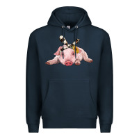 Navy baby pig with cowhide ribbon Premium Hoodie - RanaPortraitStore