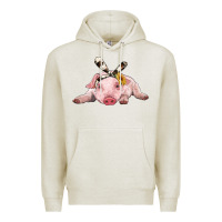 Oatmeal Heather baby pig with cowhide ribbon Premium Hoodie - RanaPortraitStore