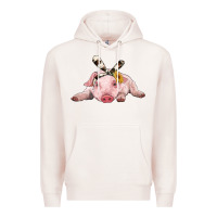 Pale Pink baby pig with cowhide ribbon Premium Hoodie - RanaPortraitStore