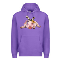 Purple baby pig with cowhide ribbon Premium Hoodie - RanaPortraitStore