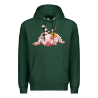 Sports Green baby pig with cowhide ribbon Premium Hoodie - RanaPortraitStore